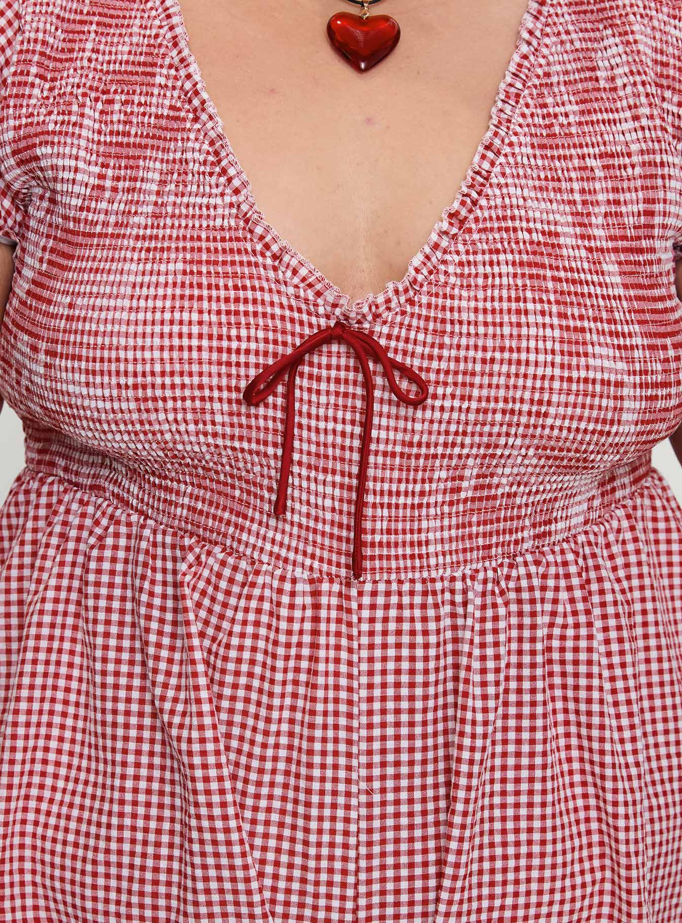 Wescott Gingham Playsuit Red / White Curve