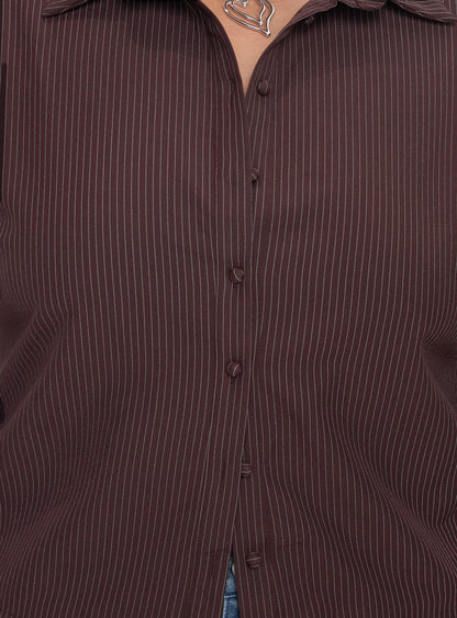 Anni Pinstripe Shirt Brown Curve