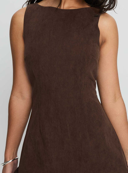 Alfalfa Corduroy Mini Dress Chocolate