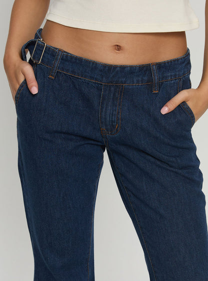 Acapulco Low Rise Flare Jeans Dark Blue Wash