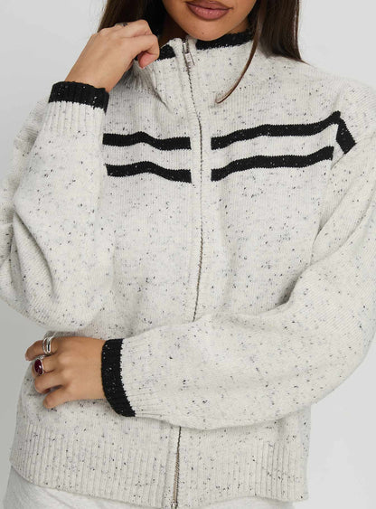 Overstayed Zip Through Cardigan Grey