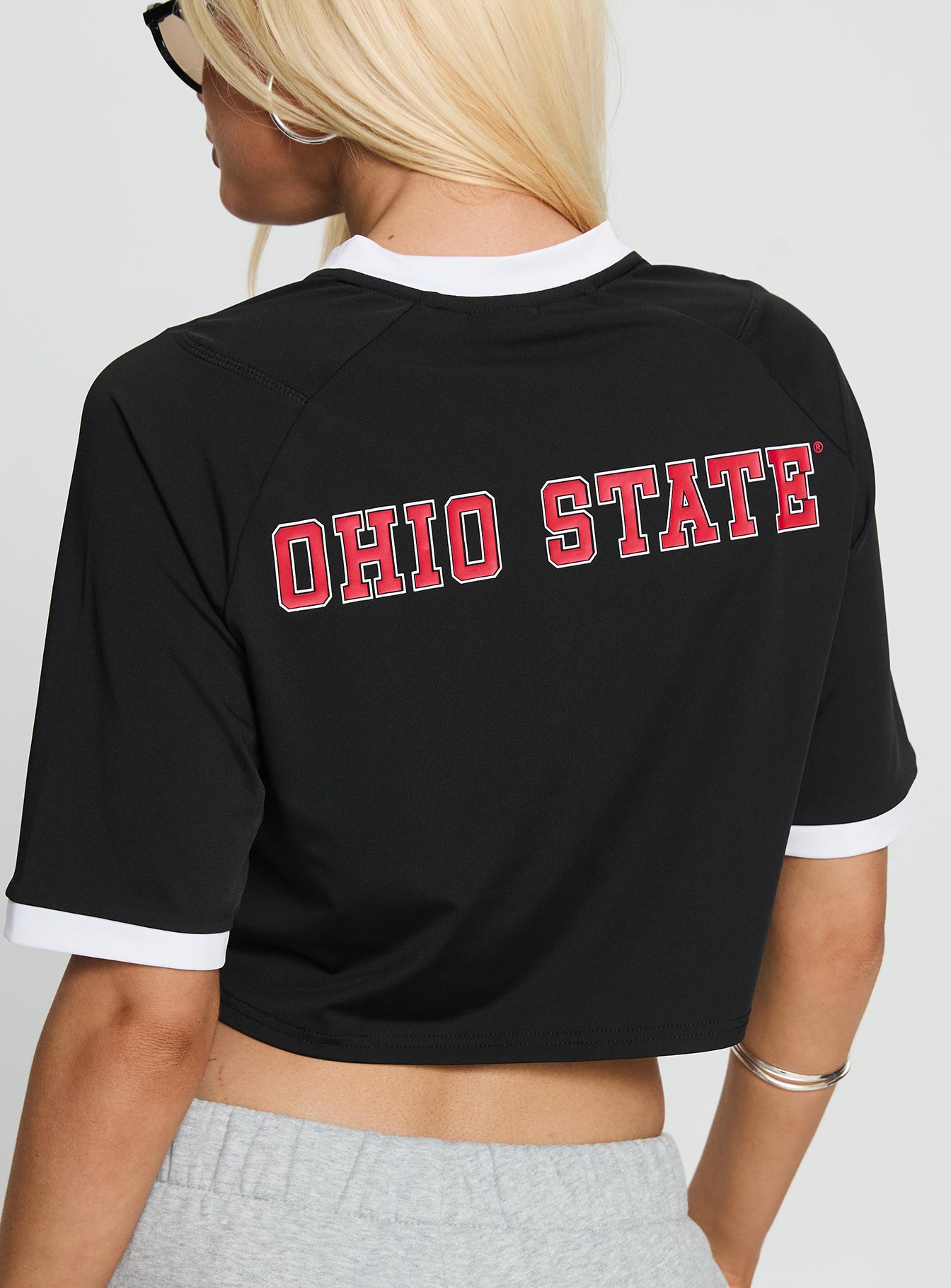 Ohio State Cropped Soccer Jersey Tee Black