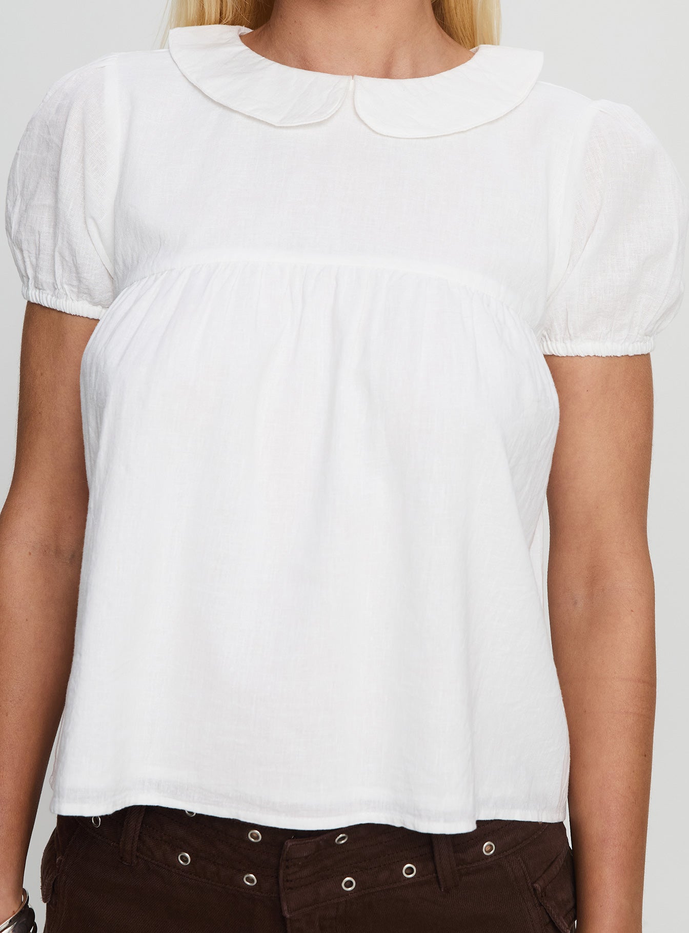Vaylen Collared Blouse Top White