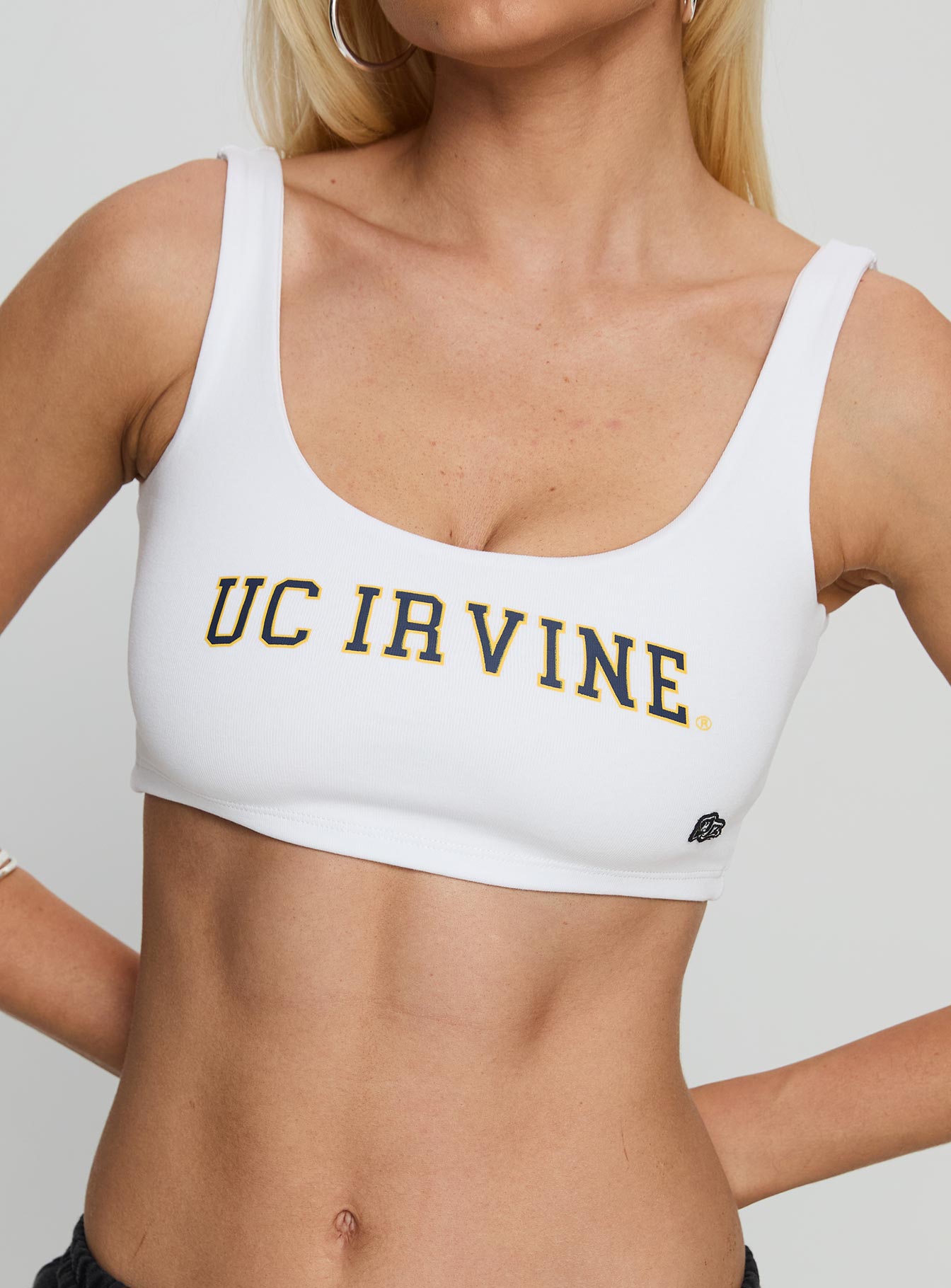 UC Irvine Scoop Neck Crop Top White