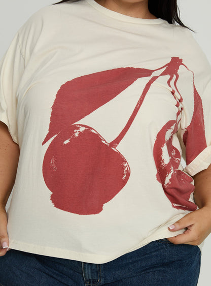 Cherrie Amore Oversized Tee White Curve