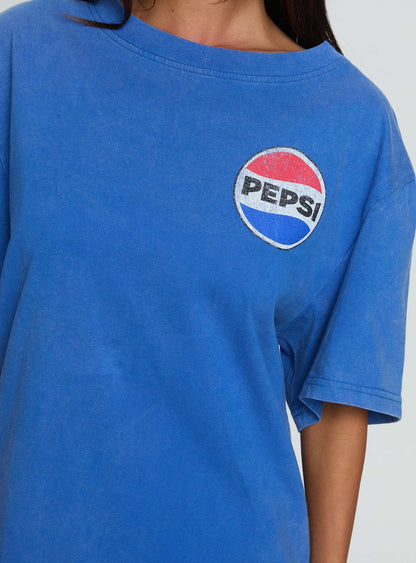 Pepsi Cola Oversized Graphic Top Blue