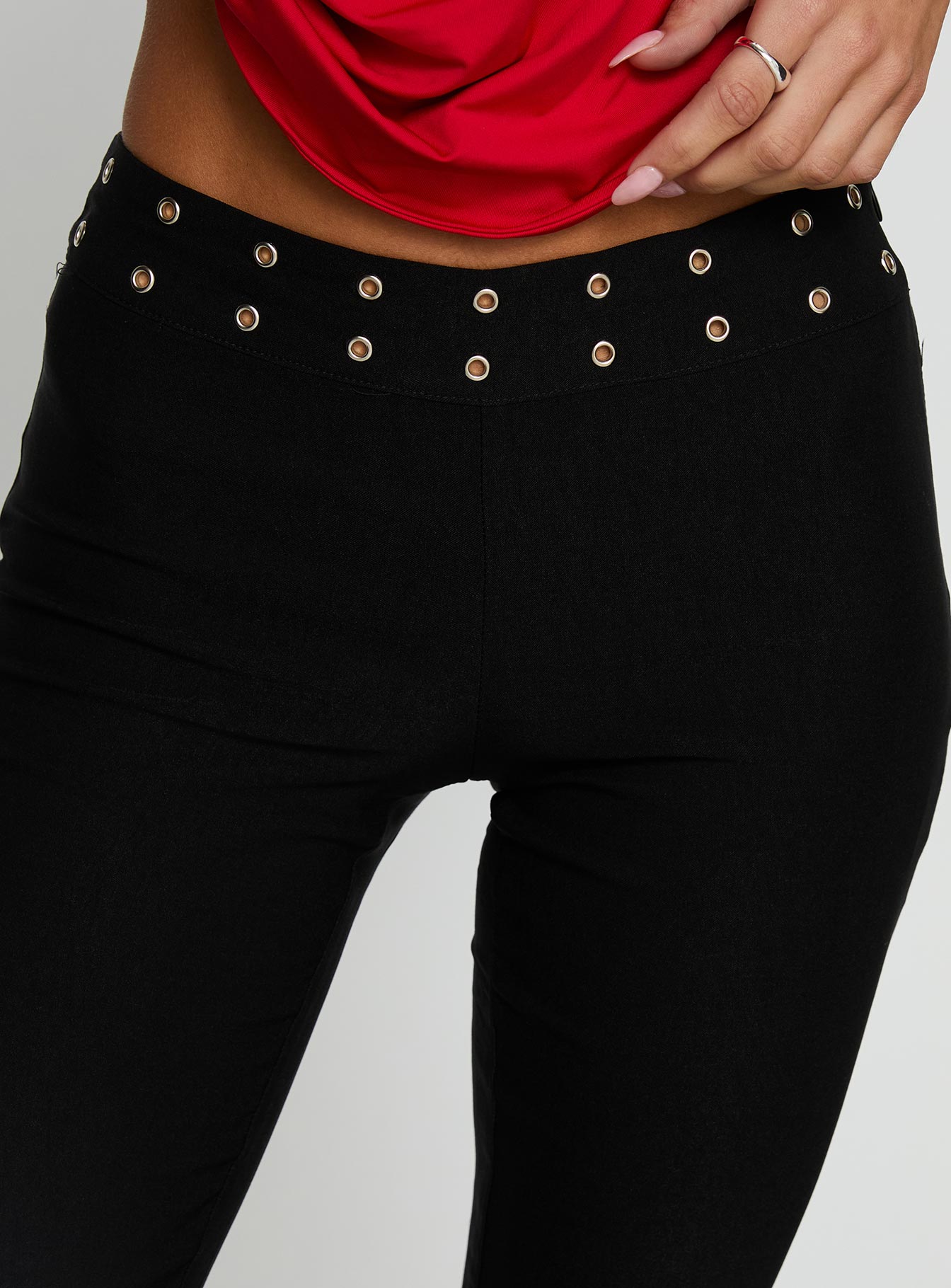Yevina Eyelet Flare Pant Black