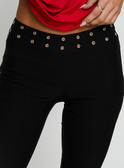 Yevina Eyelet Flare Pant Black