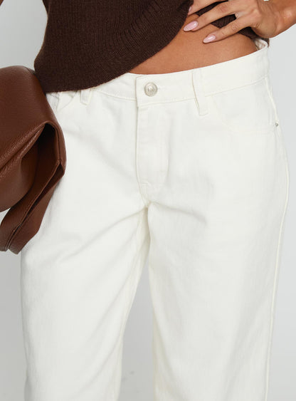 Ramos Low Rise Wide Leg Jeans White