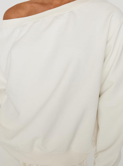 Wellness Off The Shoulder Jumper Washed White