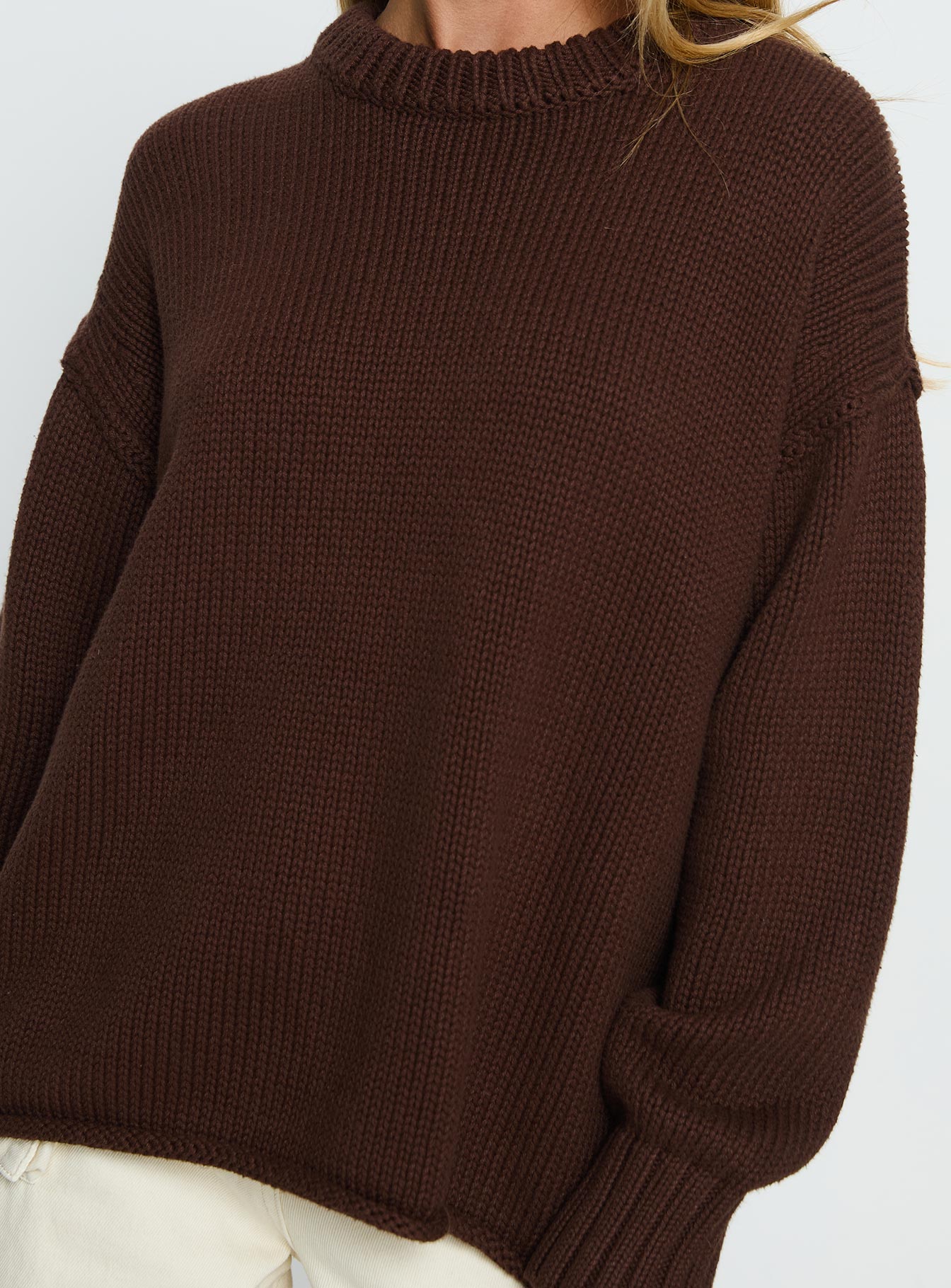 Wilda Crew Neck Knit Sweater Brown