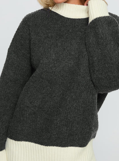 Broken Hearts Club Knit Sweater Grey