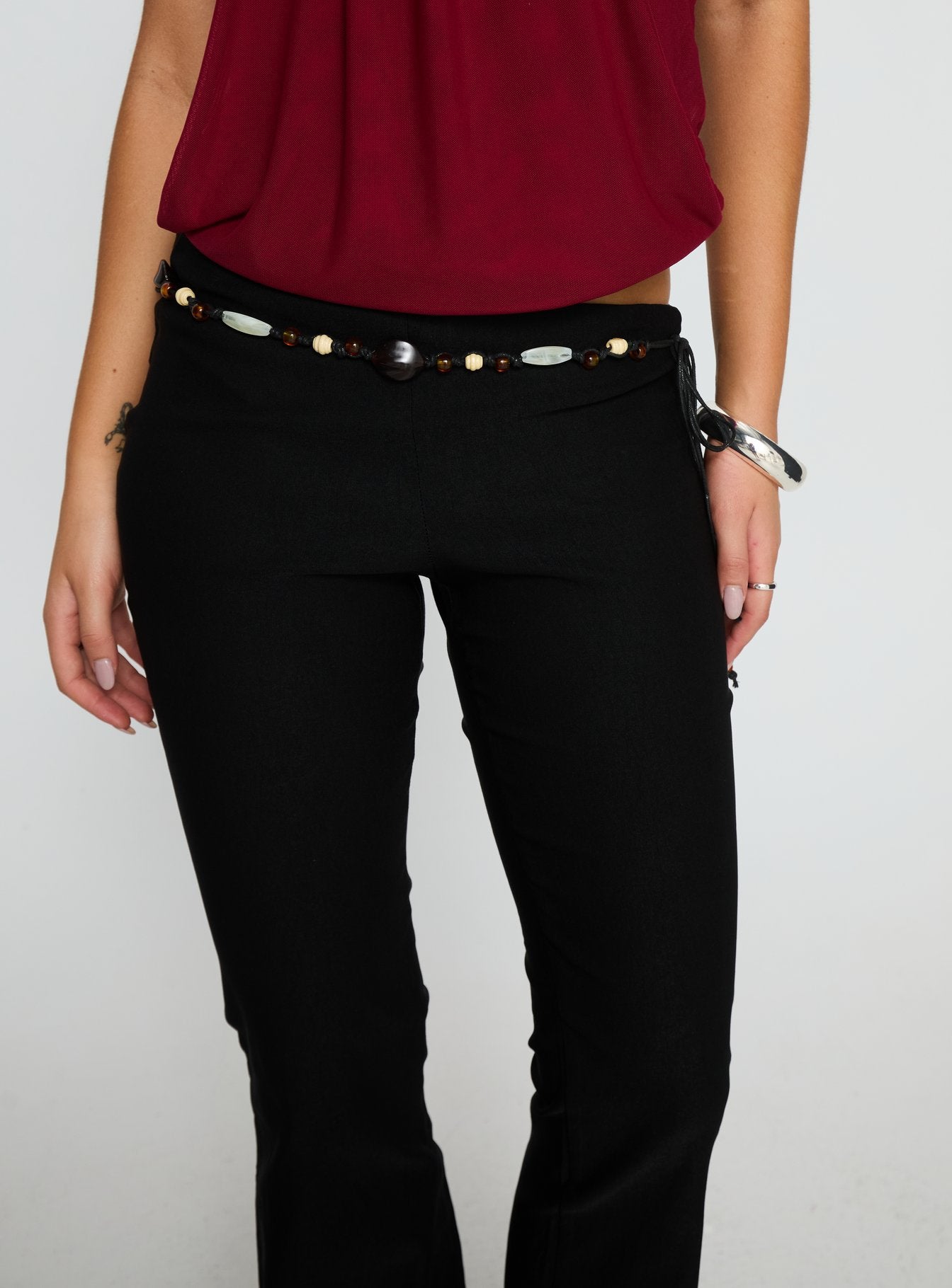 Krislynn Button Belt Pants Black