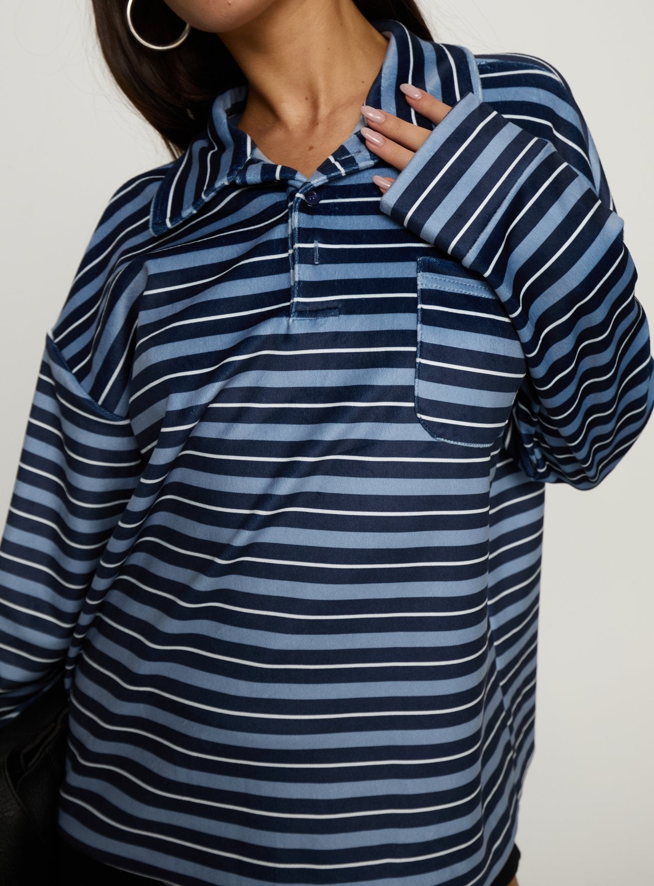 Mystris Collared Jumper Blue Stripe