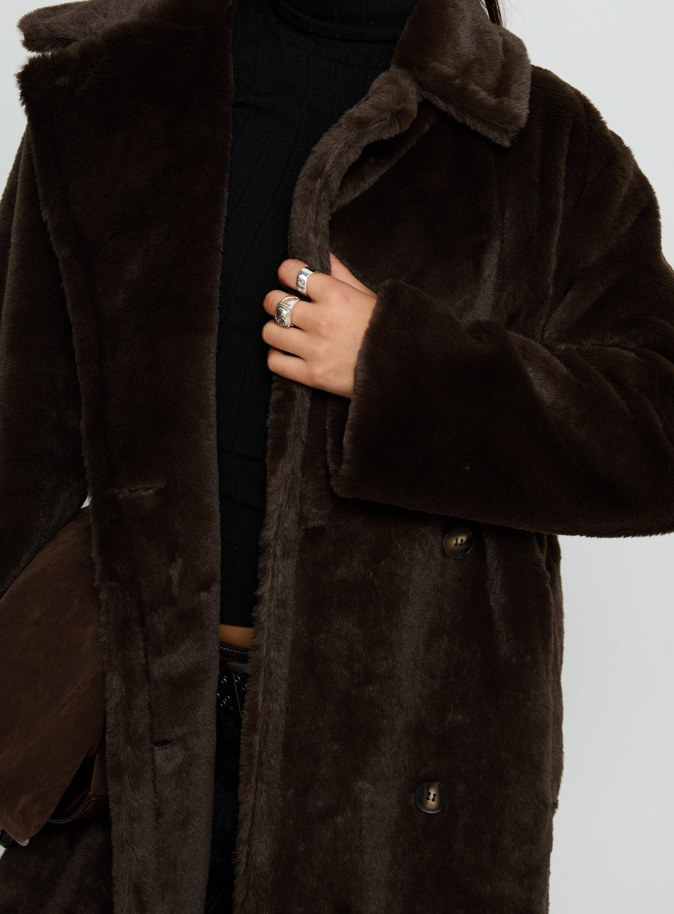 Alvie Longline Faux Fur Coat Brown