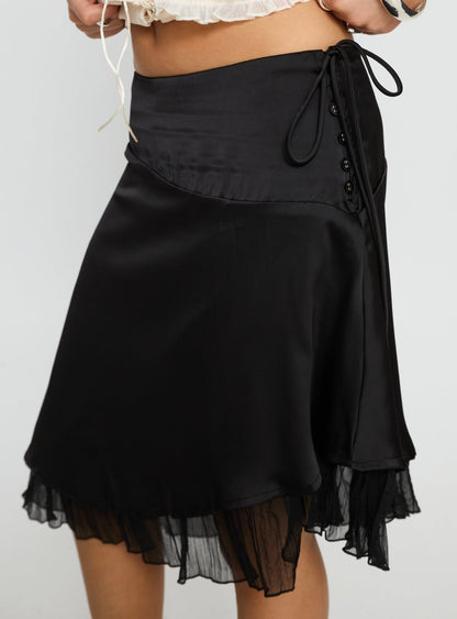 Rosemead Satin Midi Skirt Black
