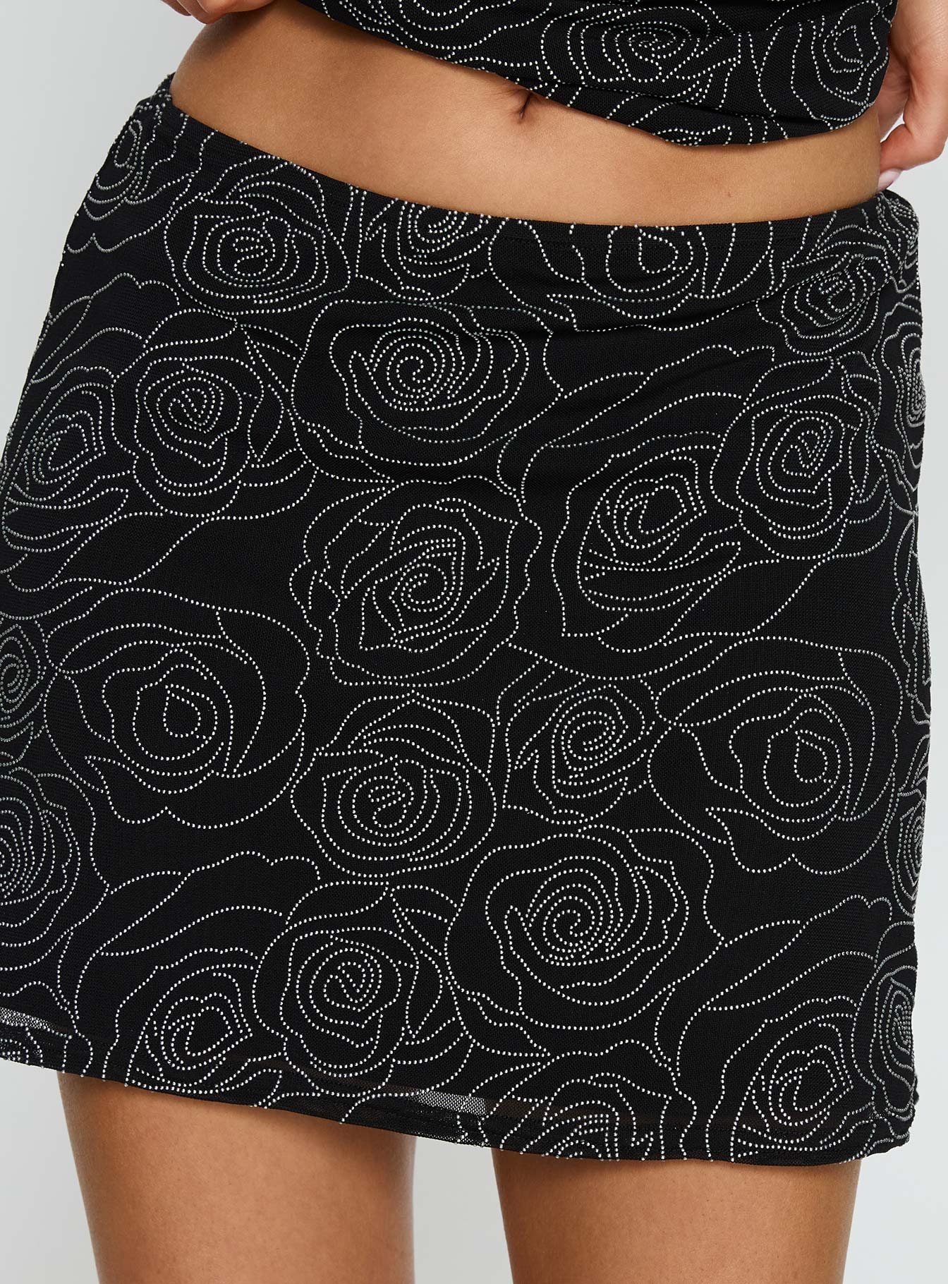 Forget Me Diamonte Mini Skirt Black
