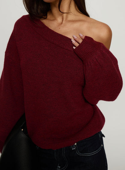 Noble Off The Shoulder Sweater Red
