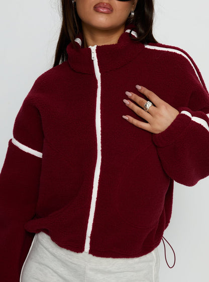 Sammee Polar Fleece Contrast Zip Through Jacket Red