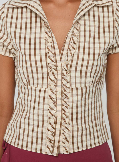 Arla Blouse Brown Check