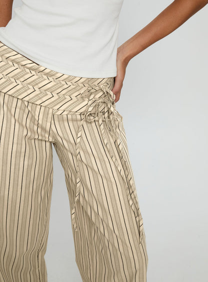 Seneca Wrap Pant Beige Stripe