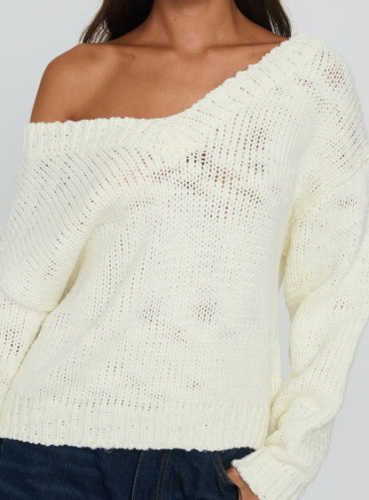 Talassa V Neck Knit Sweater White