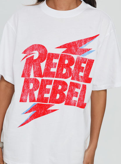 Rebel Rebel Oversized Graphic Top White