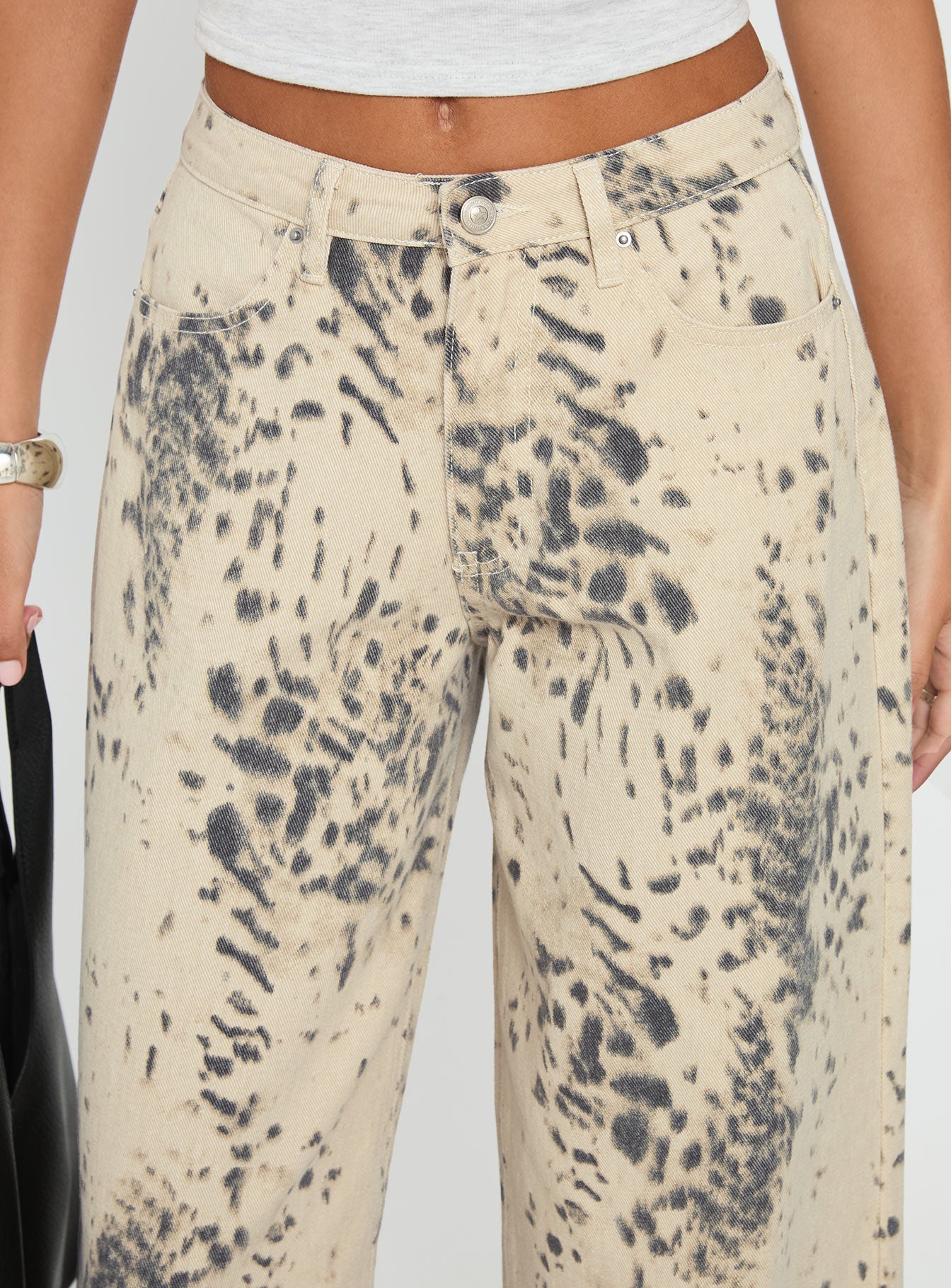 Naylor Mid Rise Wide Leg Jeans Animal Spot