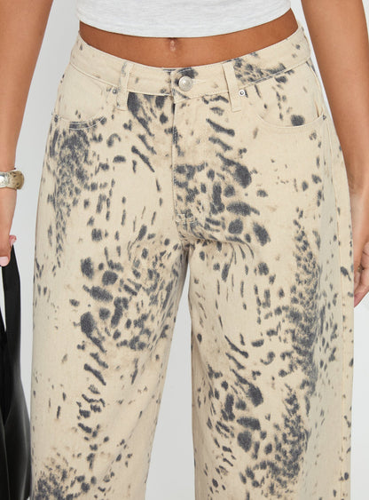 Naylor Mid Rise Wide Leg Jeans Animal Spot