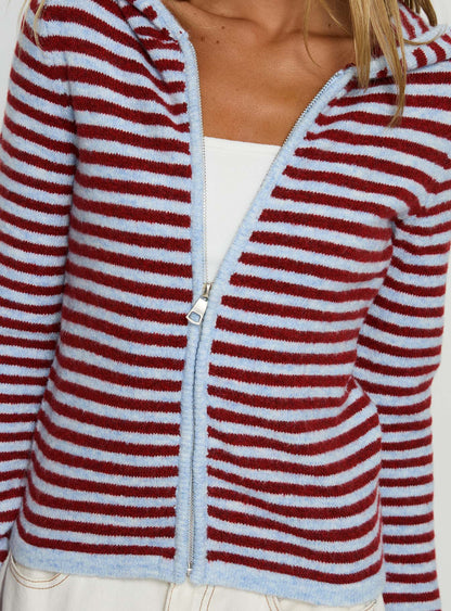 Superstars Zip Through Hoodie Blue / Red Stripe