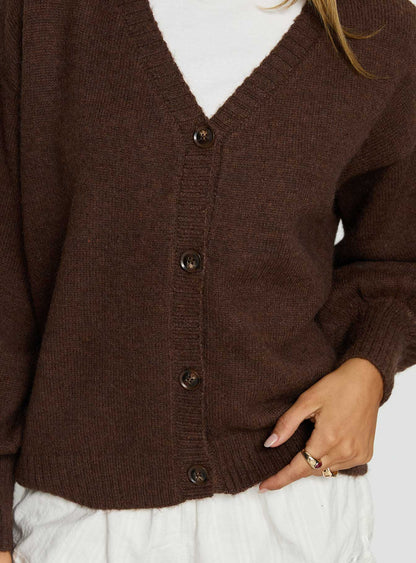 Eartha V Neck Knit Sweater Brown