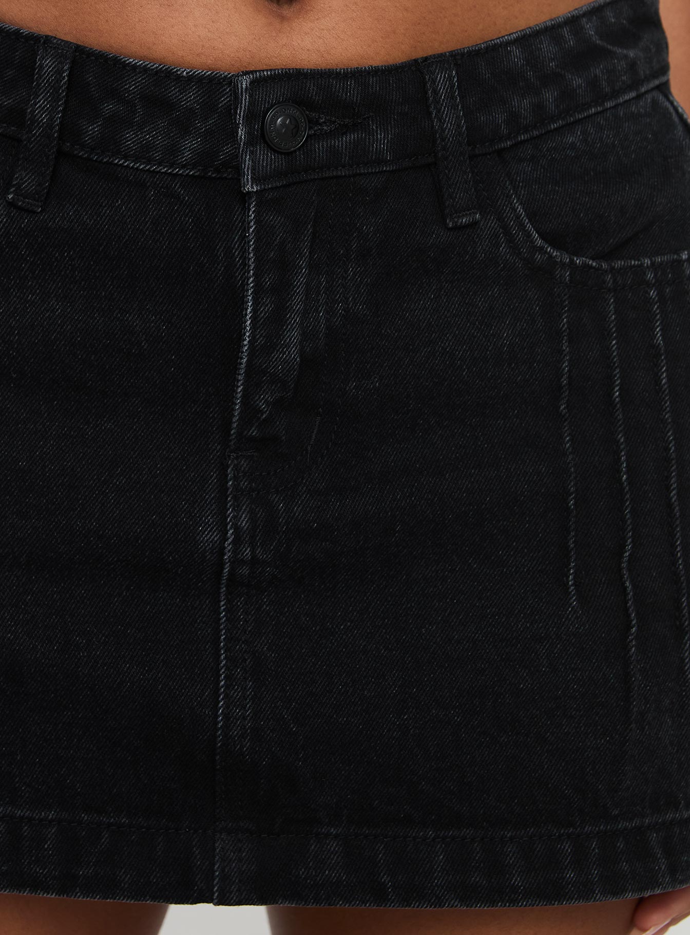 Nickei Denim Mini Skirt Washed Black