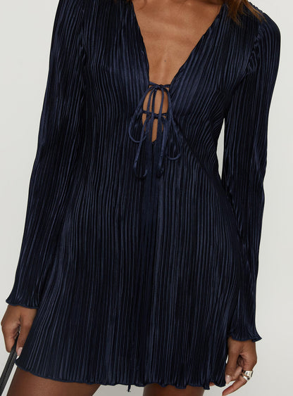 Malop Long Sleeve Mini Dress Navy