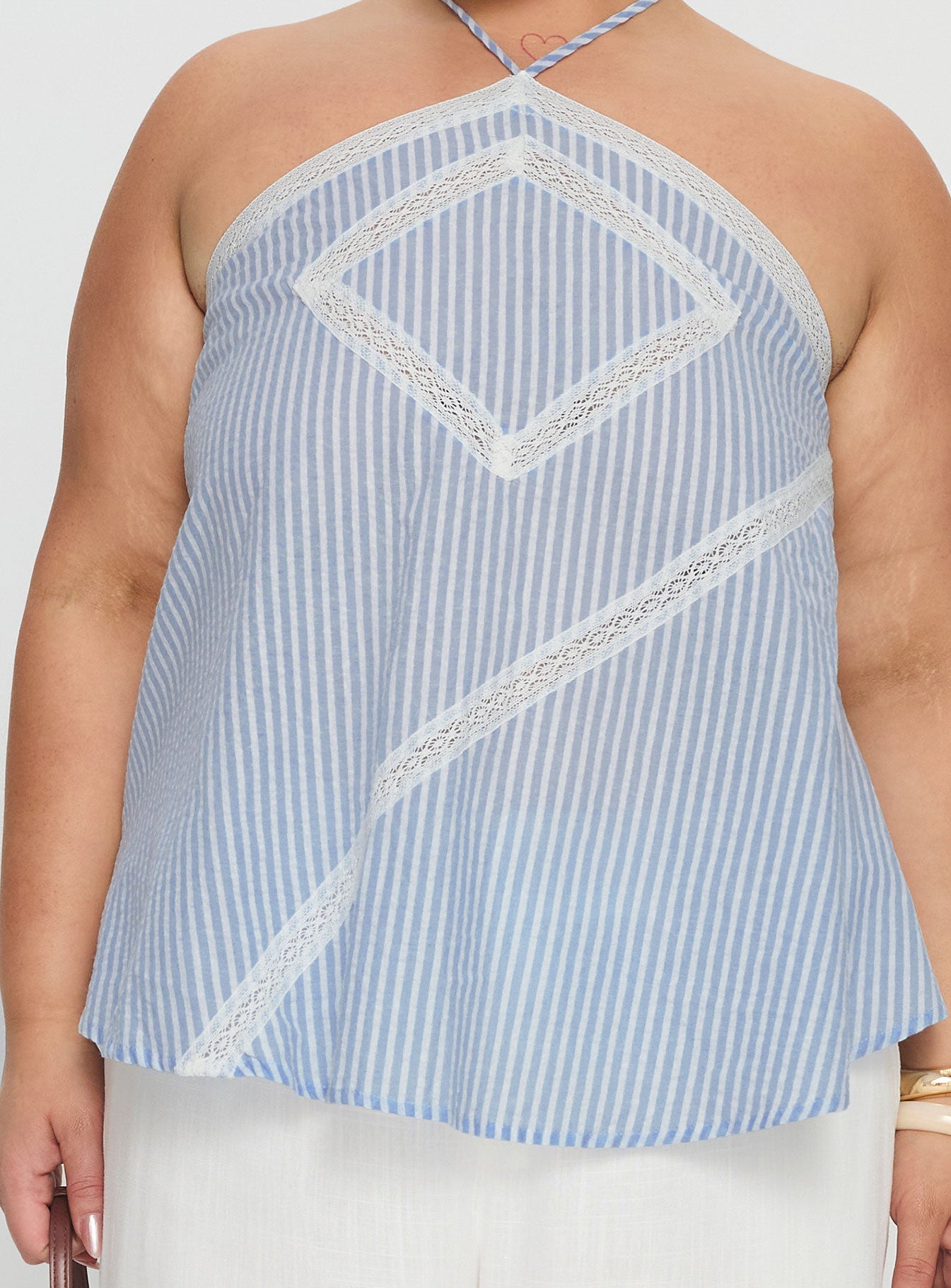 Jezabele Halter Top Blue Stripe Curve
