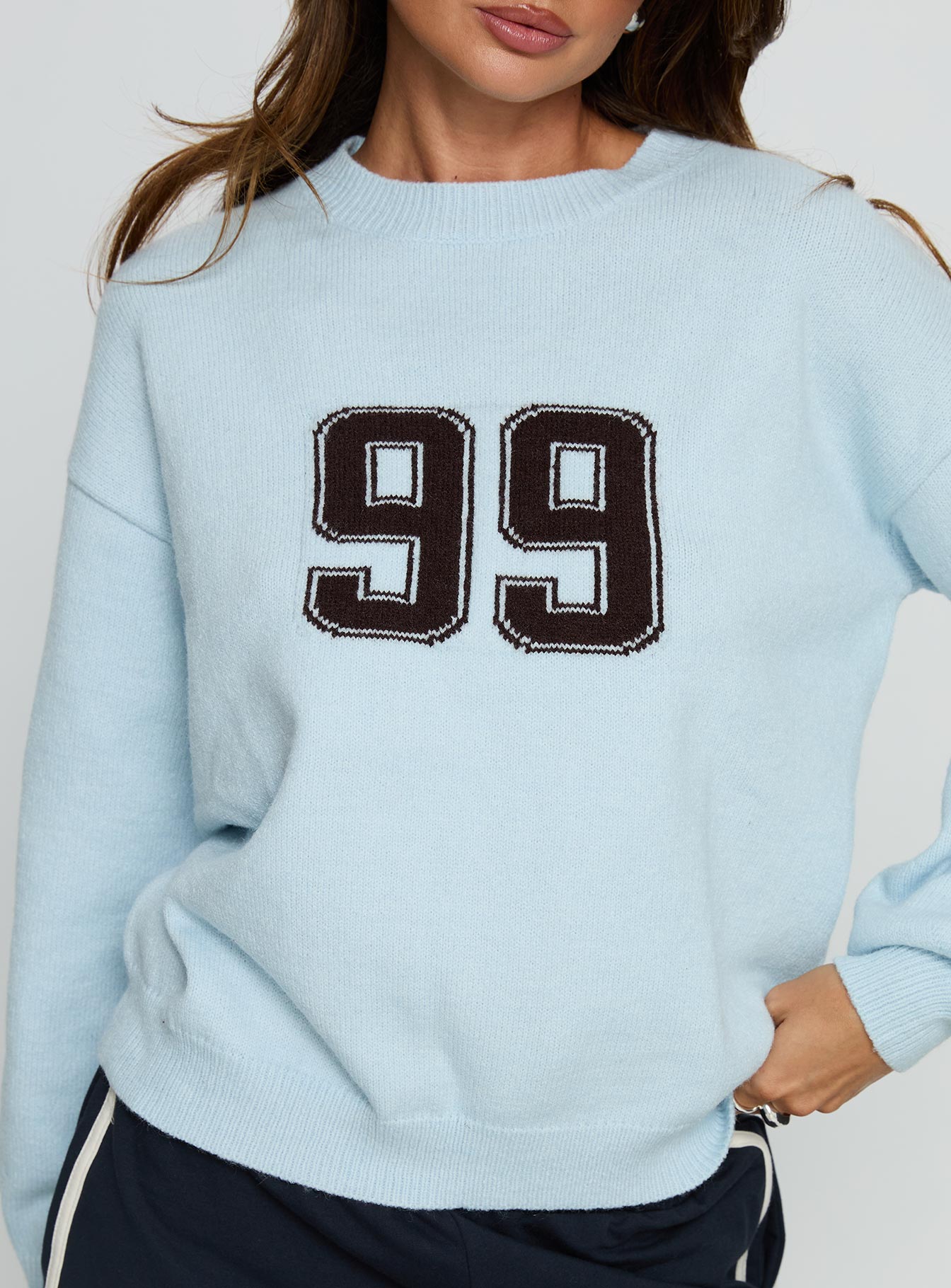 Ranee Graphic Knit Sweater Blue