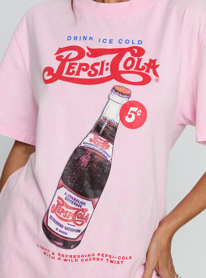 Pepsi Cola Graphic Top Washed Pink
