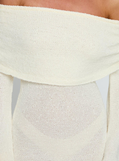 Chanellie Long Sleeve Knit Mini Dress Cream