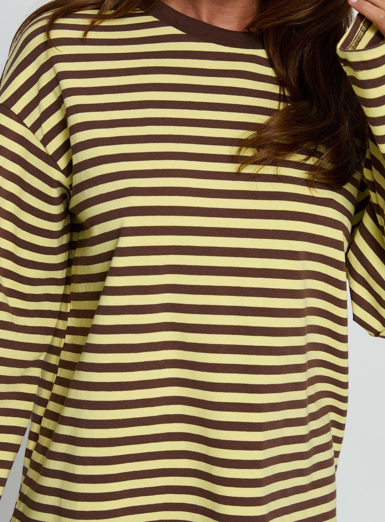 Settle Down Long Sleeve Top Yellow / Brown Stripe