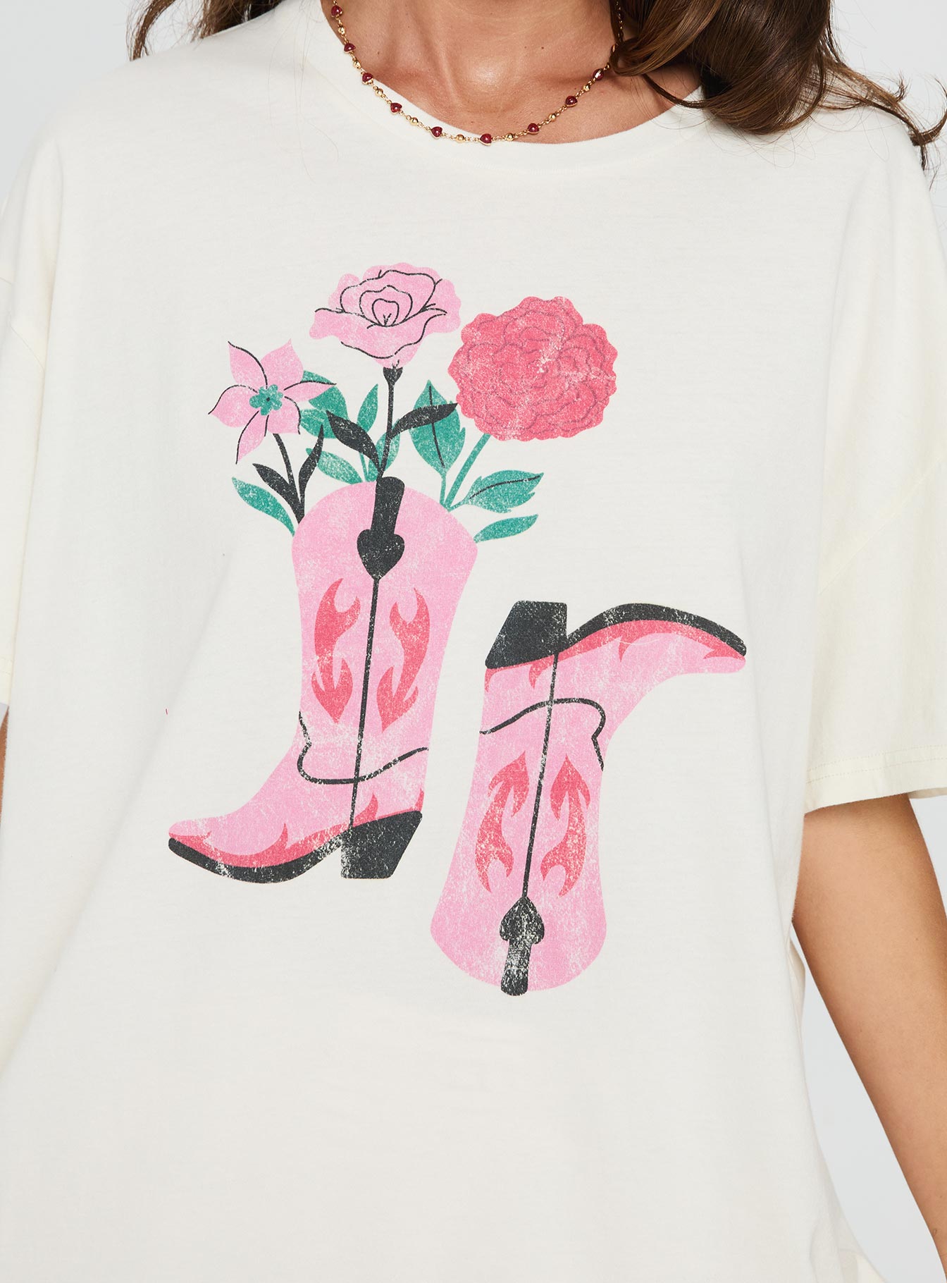 Lassie Girl Oversized Graphic Top Cream