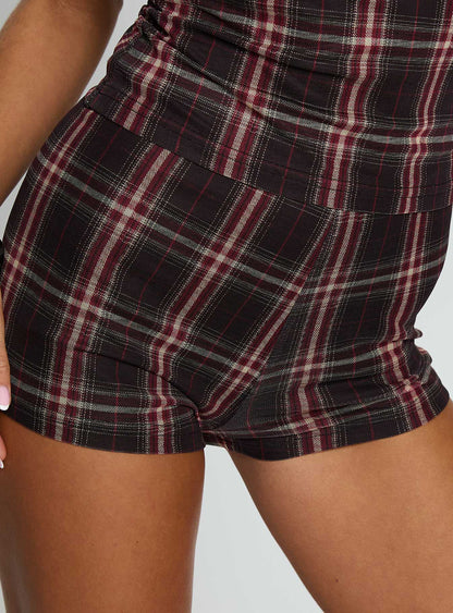 Adison Micro Shorts Red Check