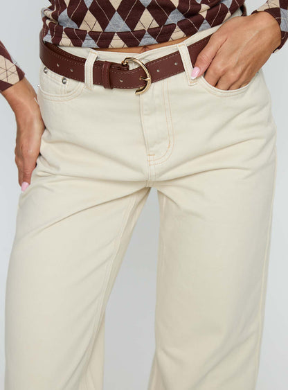 Maple Mid Rise Flare Jeans Ecru