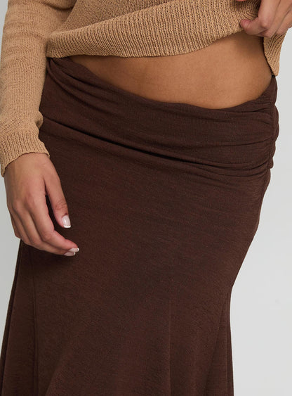 Lewish Low Rise Midi Skirt Chocolate