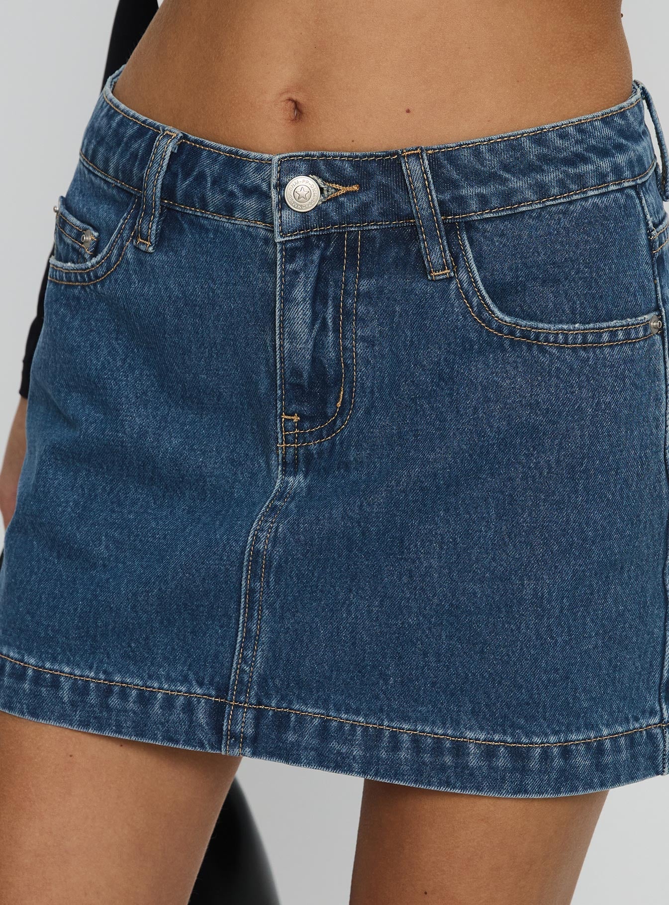 Nickei Denim Mini Skirt Mid Wash Tall