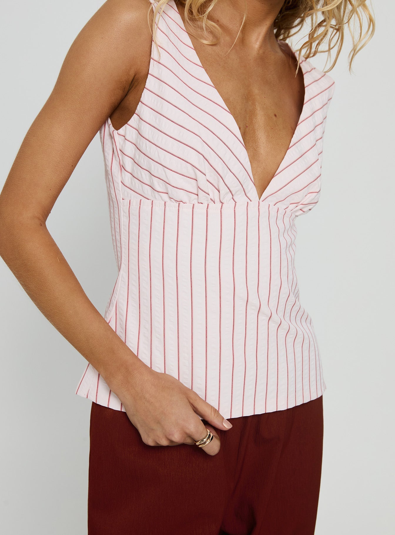 Callaia Plunge Cami Top Pink Stripe