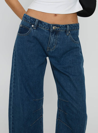 Tippie Low Rise Barrel Leg Jeans Mid Wash