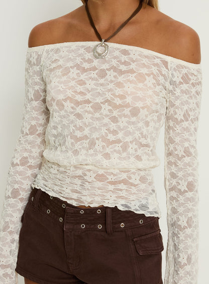 Korrine Off Shoulder Lace Top Cream