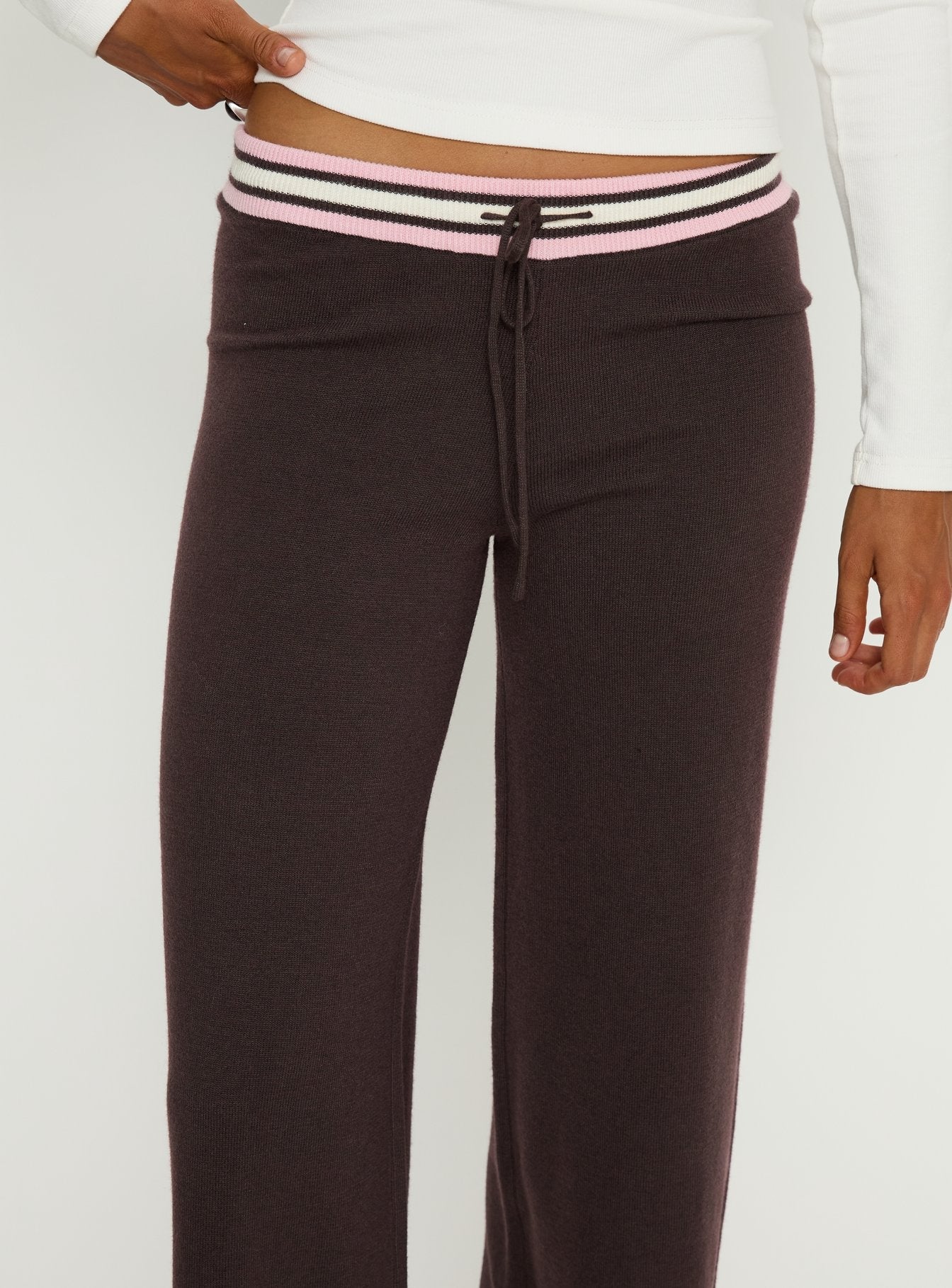 Felisha Low Waist Knit Pants Brown