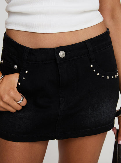 Symphony Denim Skort Washed Black Tall