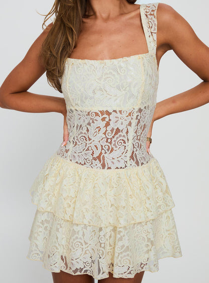 True Connections Lace Playsuit Cream