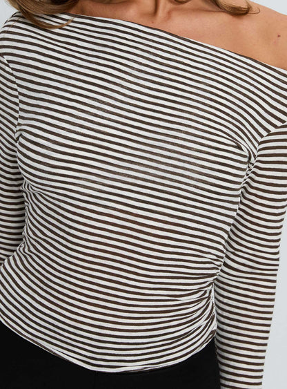 Synergies Long Sleeve Top Brown / White Stripe